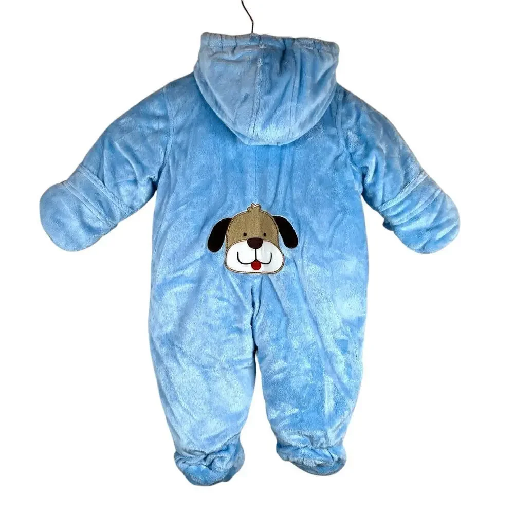 CARTER'S Baby Boy Puppy Pram Coveralls Snowsuit Bunting in Light Blue Sz 6-9 mo.